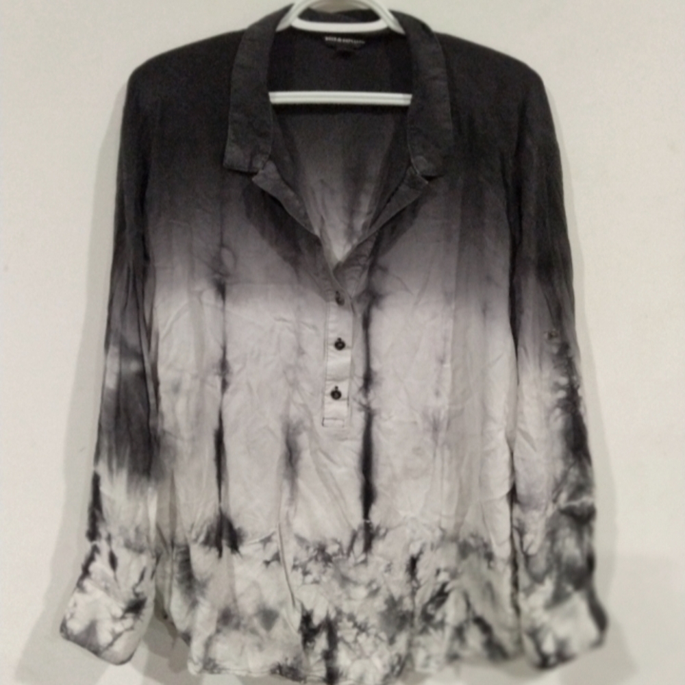 Rock & Republic XL women's ombre collared long sleeve shirt